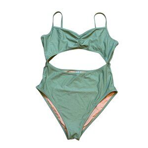 Madewell Gatehouse Green Women's Cinched Cutout One-Piece Swimsuit XL